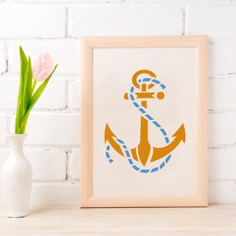 Resflyar 9 PCS Compass Anchor Stencils Plastic Nautical Theme Painting Templates, Sailboat Beacon Stencils for DIY Crafts Scrapbooking Wood Floor Wall Decor 7.9 x 7.9 Inch - Image 5